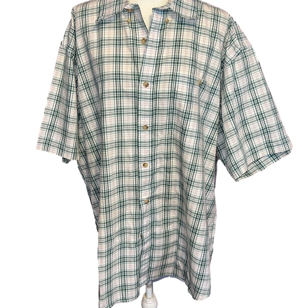Vintage Orvis Plaid Men’s Cotton Button Short Sleeve Shirt XL